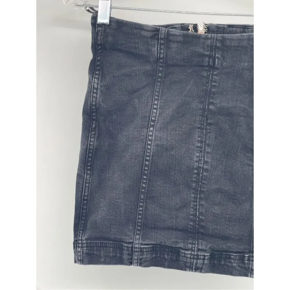 Free People Denim Skirt Women Size‎ 2 Black Mini